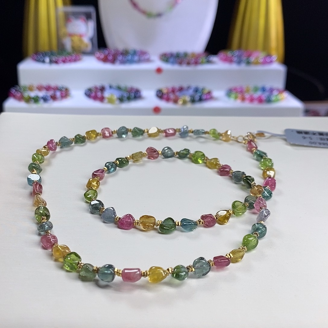 未镶嵌手链碧玺糖豆锁骨链