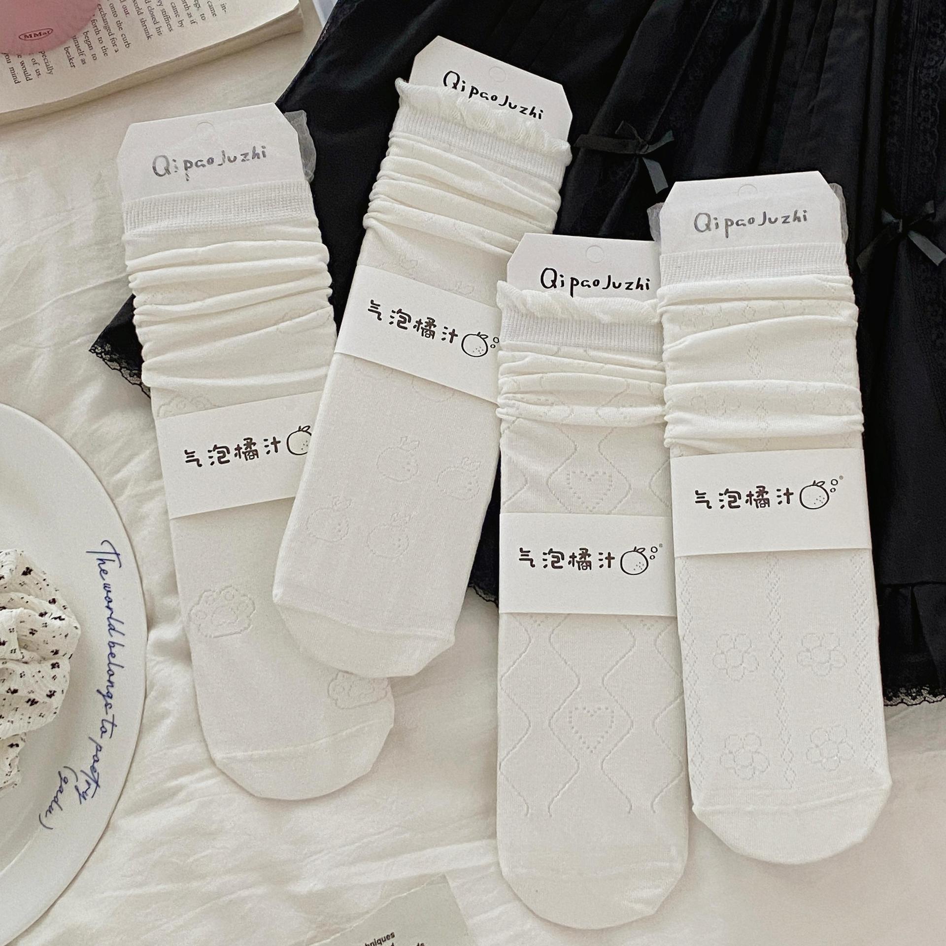 袜子女夏季薄款白色极抗无骨网眼韩系ins百搭少女堆堆袜子芭蕾风