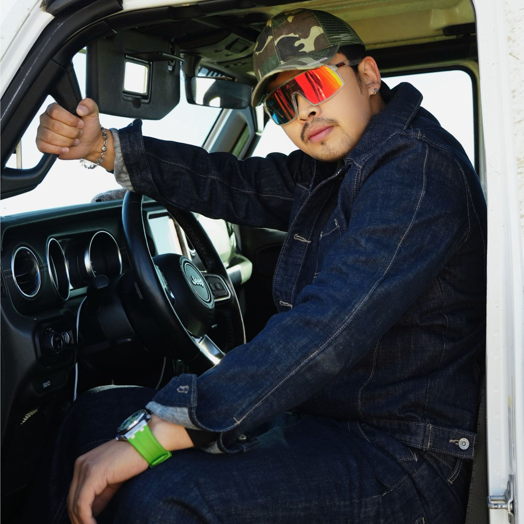 GARMENT 25AW 硬派阿美咔叽复古深靛蓝重磅粗针织男牛仔套装