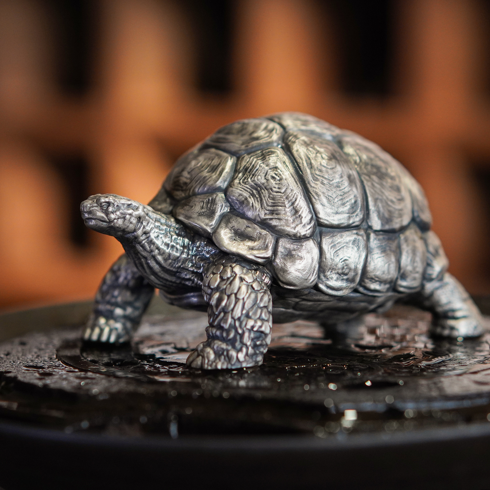 欲山行 足银999大中型乌龟象龟茶宠茶玩神兽创意高档可养茶桌摆件