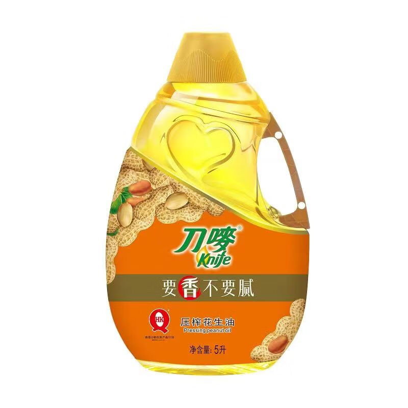 刀唛压榨花生油5L物理压榨纯正花生油一级花生油