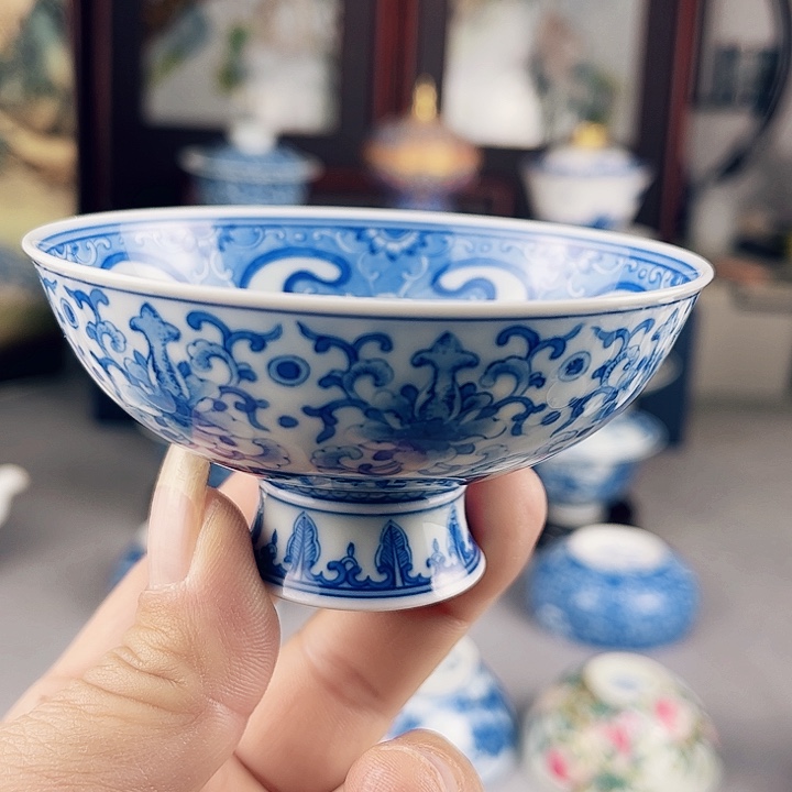 杯顾老师青花图案主人杯