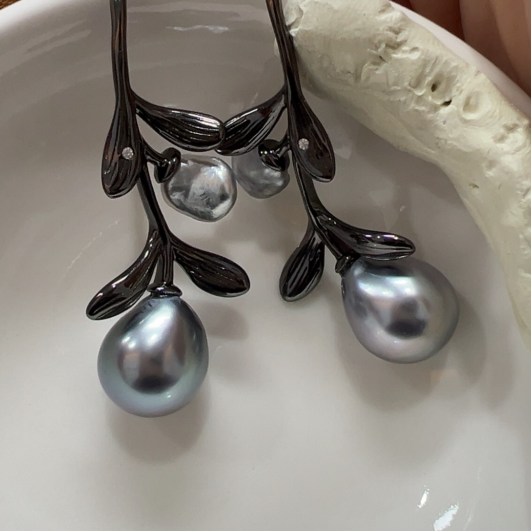 海水珍珠耳饰银S925镶嵌