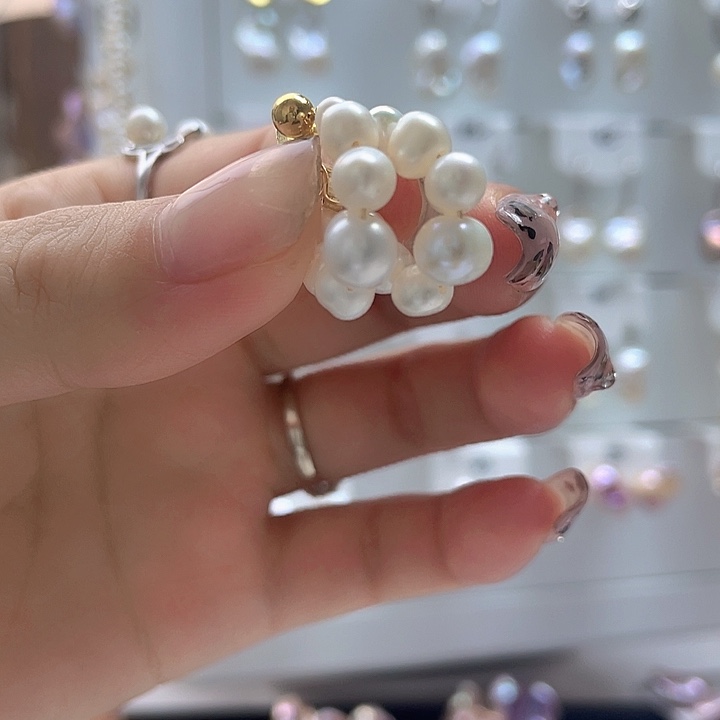 淡水珍珠耳饰银S925镶嵌