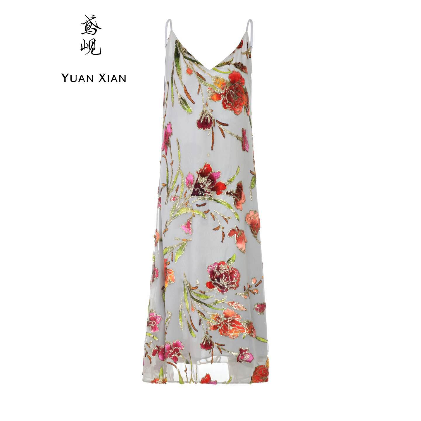  董赫和Echo x  【鸢岘】步步生花-手绘花重工真丝吊带裙 