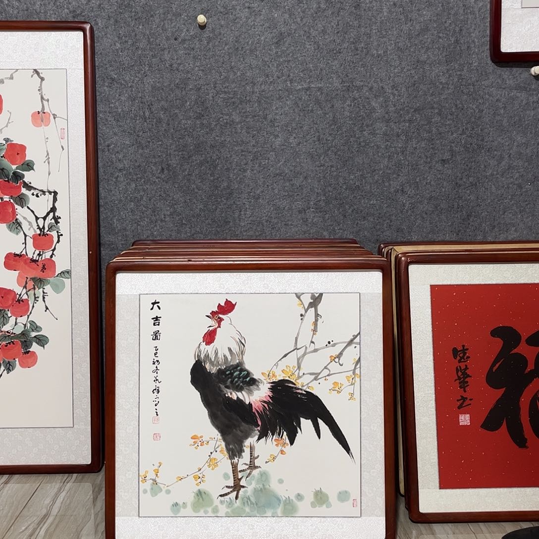 国画书画作品带框63×63