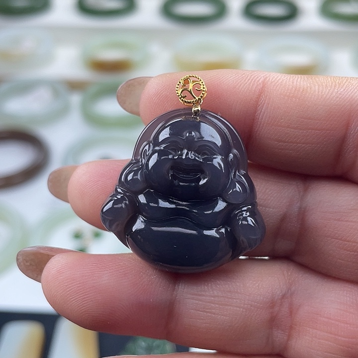 和田玉18K金镶嵌颈饰