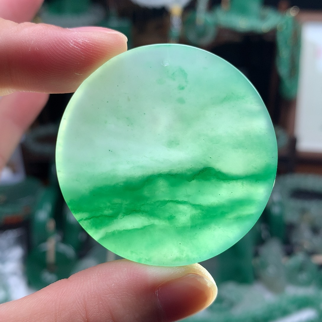 石英质玉吊坠(不含链)未镶嵌圆形无事牌