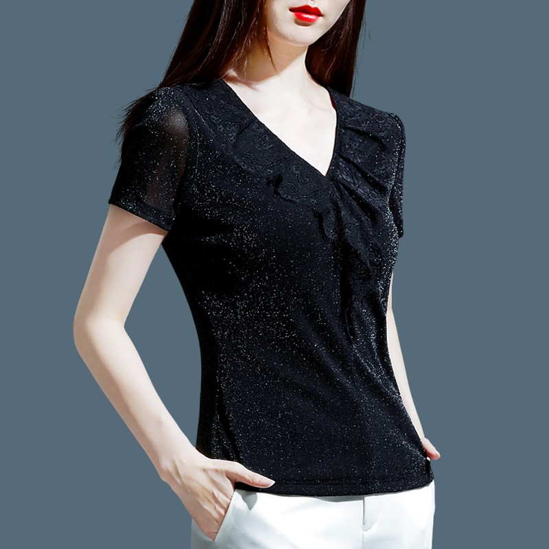 00028黑色显瘦百搭洋气小衫