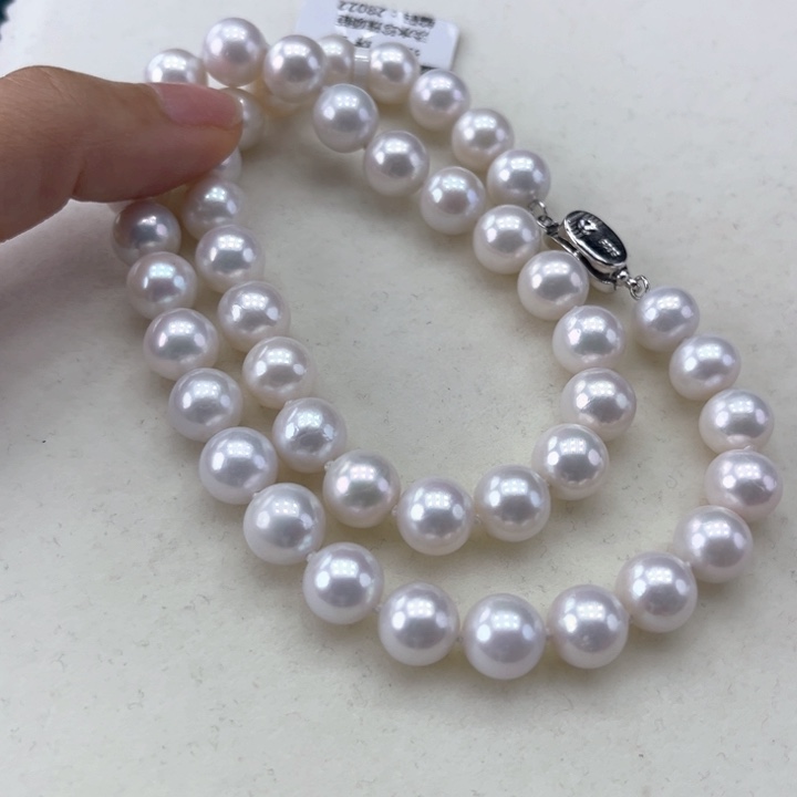 淡水珍珠颈饰银S925镶嵌9-10极光炫彩高品