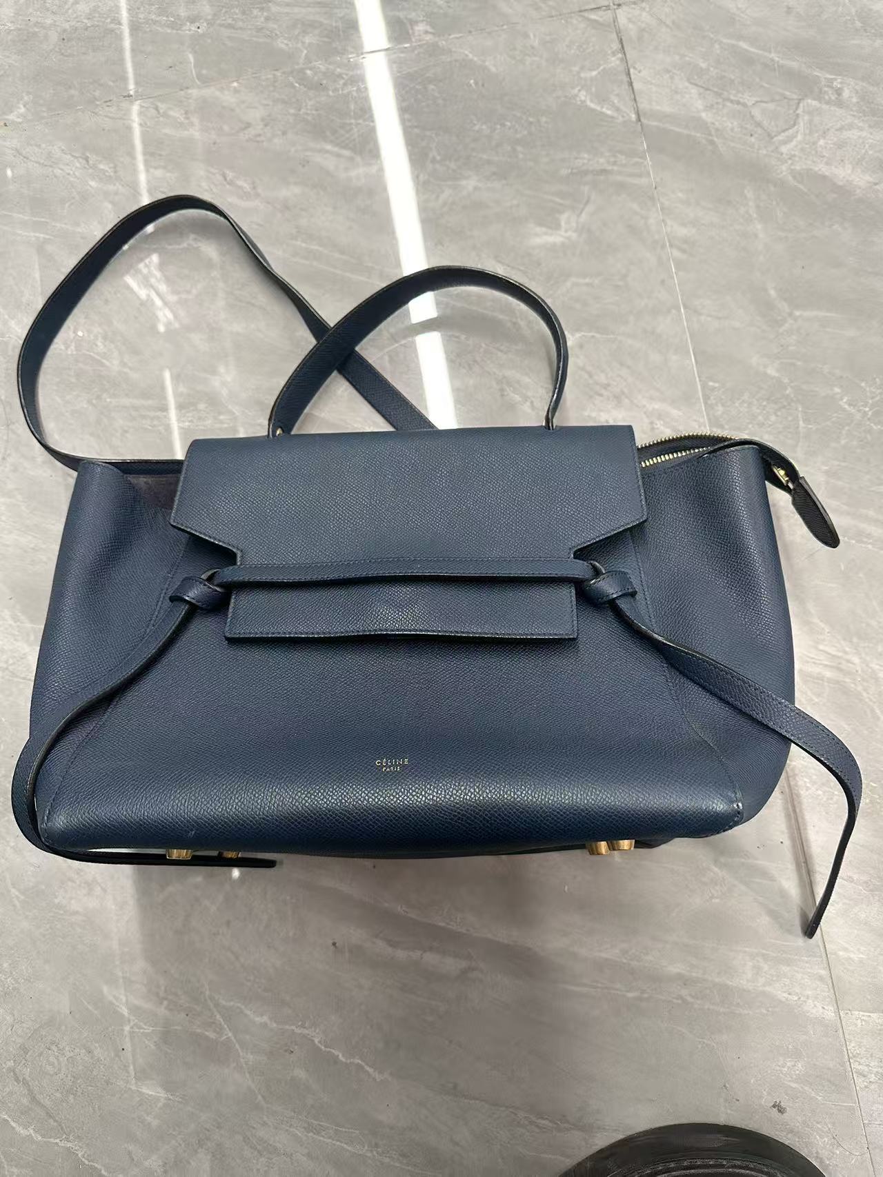 99新 Celine/思琳 【tvb识货】赛琳 藏蓝色 鲇鱼包 手提斜挎包
