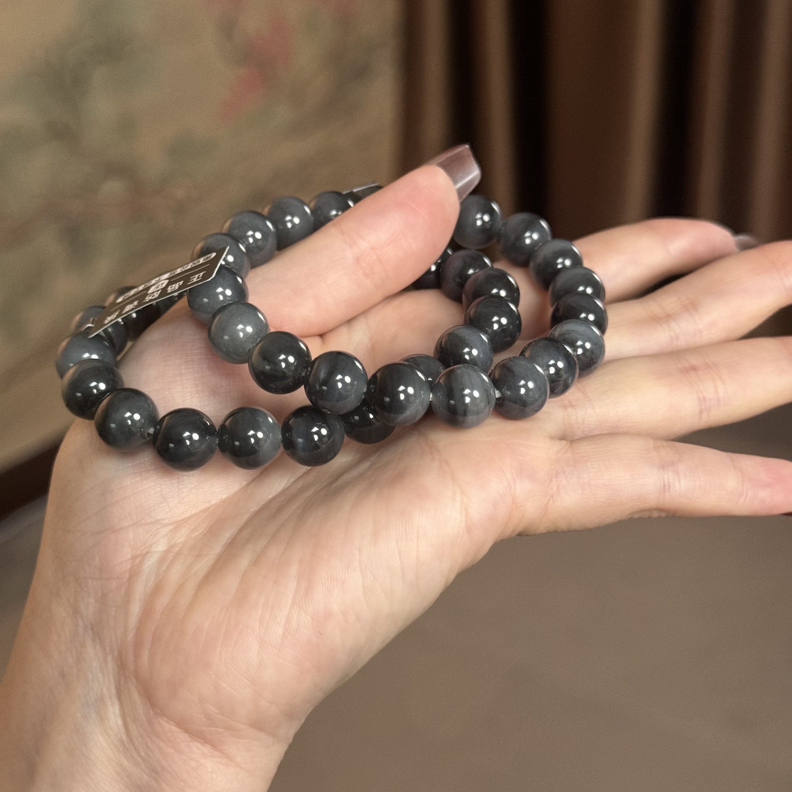 天然和田玉青花黑标聚宝盆手串-U25112803（多样性发货）