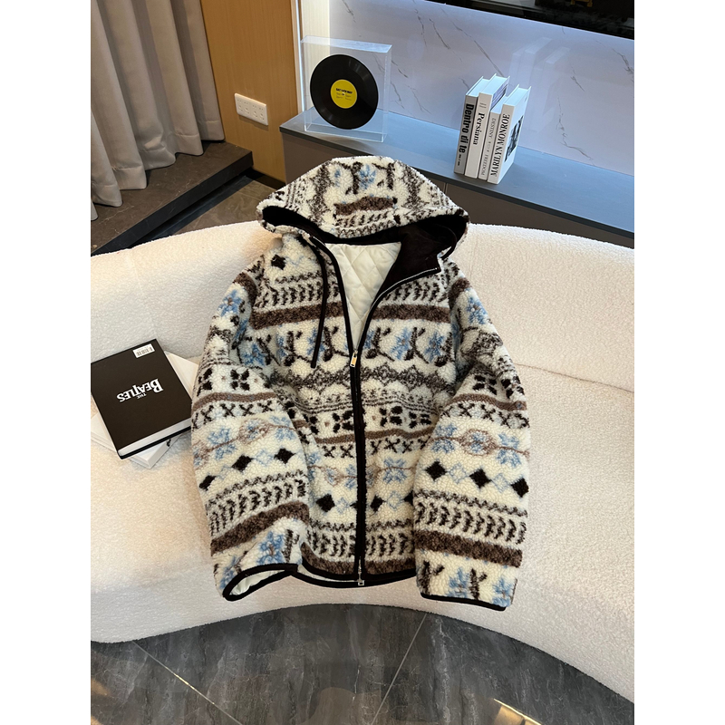 秋冬费尔岛系列时尚连帽短外套休闲加厚保暖GK-827