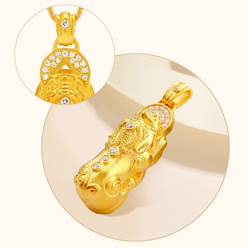 足金999貔貅吊坠镶嵌时尚坠链精美（不含链）