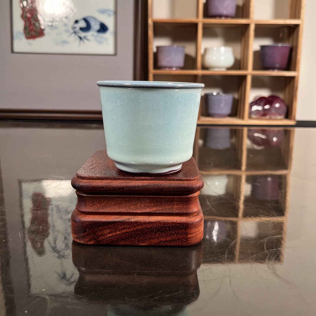 神垕白胜利老师传统柴烧复古纯手工天青色钧瓷主人杯