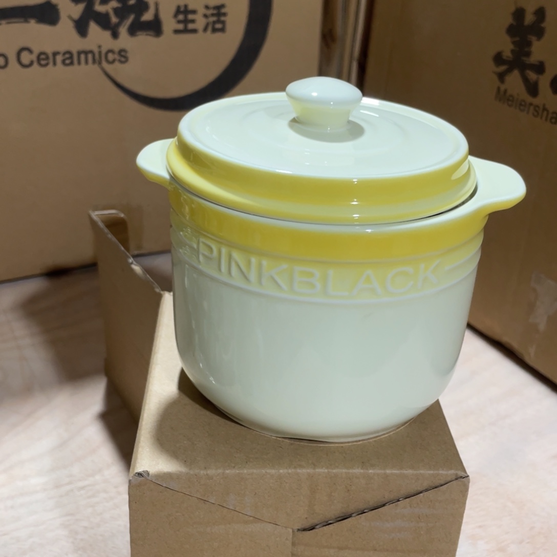 酷彩炖盅一个装500毫升黄色