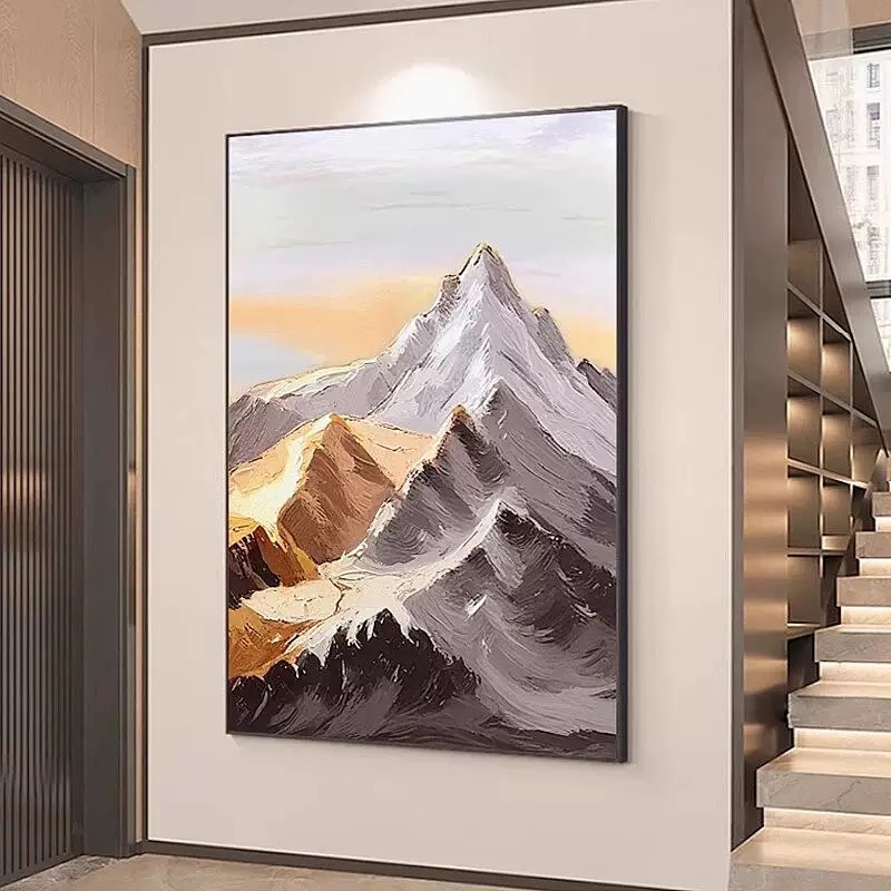  手绘油画《重岩》肌理画客厅沙发背景墙装饰画玄关挂画抽象壁画