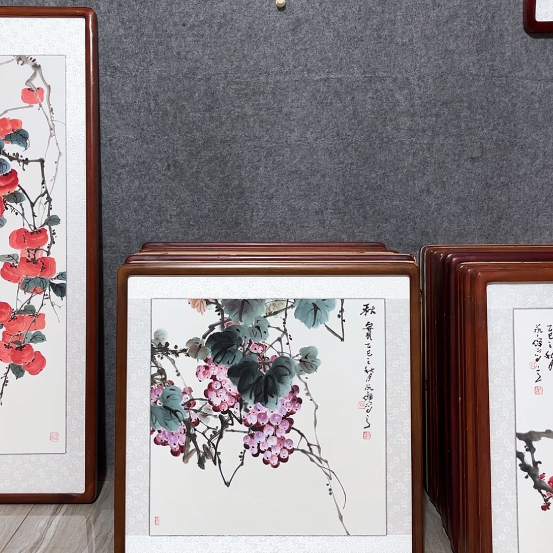 国画书画作品带框63×63