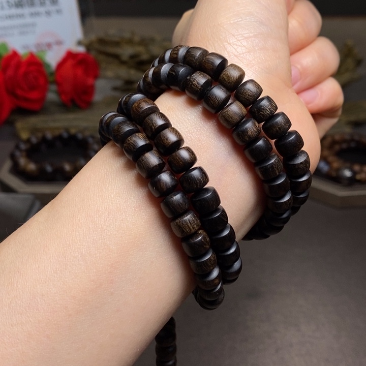 沉香手串越南富森红土瘤疤0.6×0.8×108