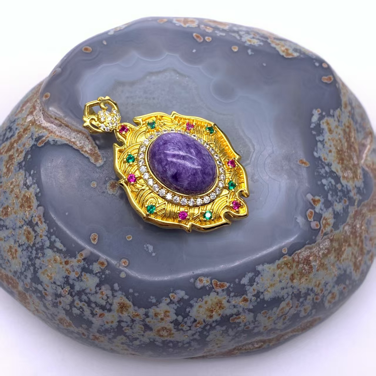 紫龙晶吊坠 设计款吊坠  珠宝