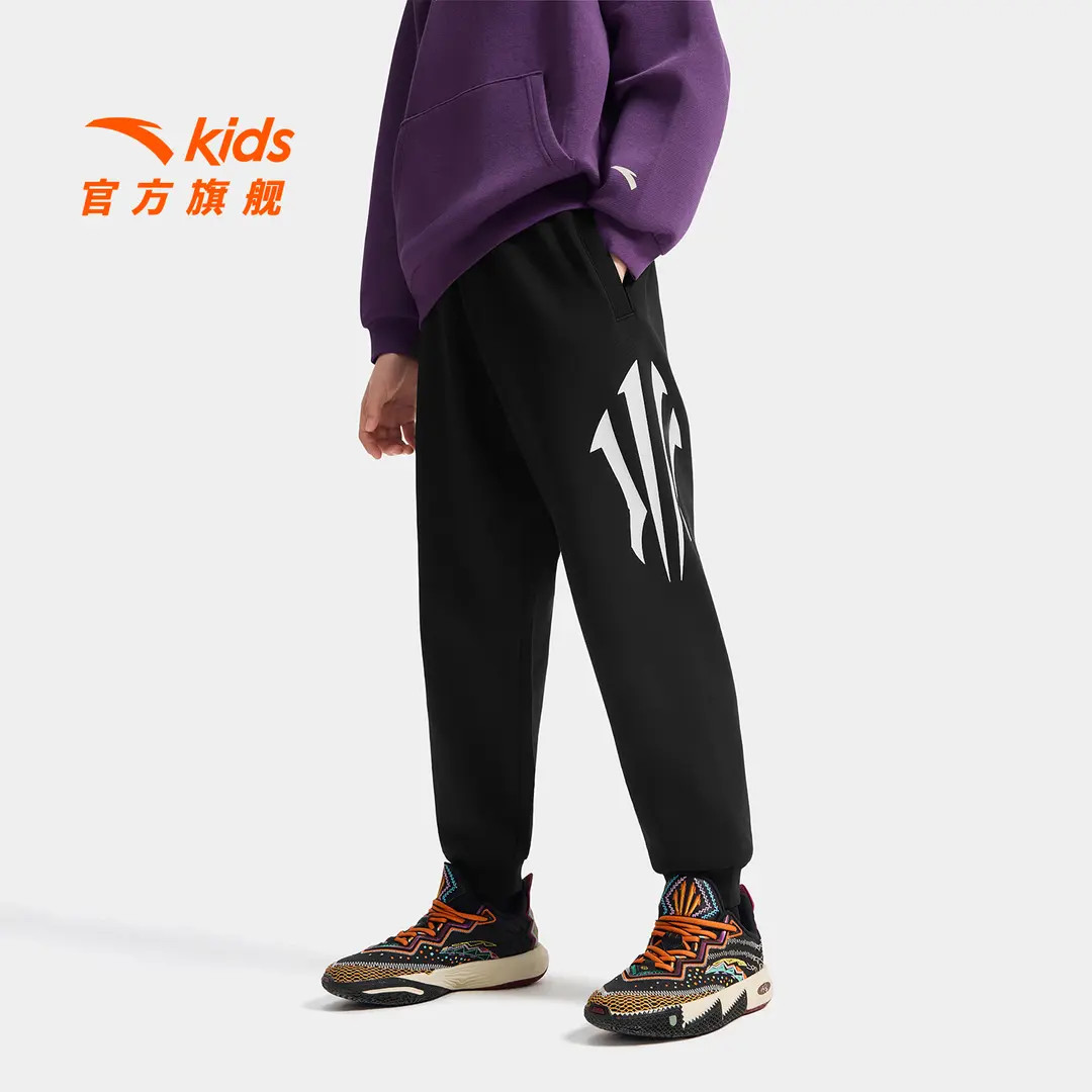 安踏儿童男大童针织运动长裤2025冬新款舒适亲肤青少年篮球加绒裤