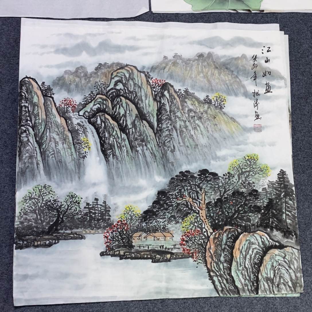 国画尺寸68✖️68手绘斗方画画