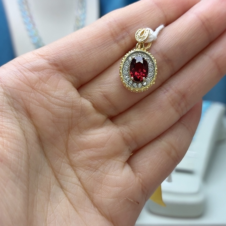 吊坠(不含链)银S925镶嵌石榴石