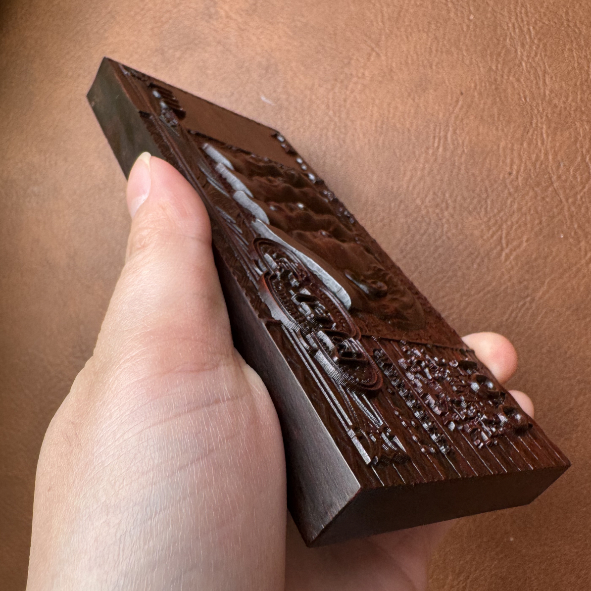 加厚紫檀木双面雕刻1990家居雕刻摆件1.8厚