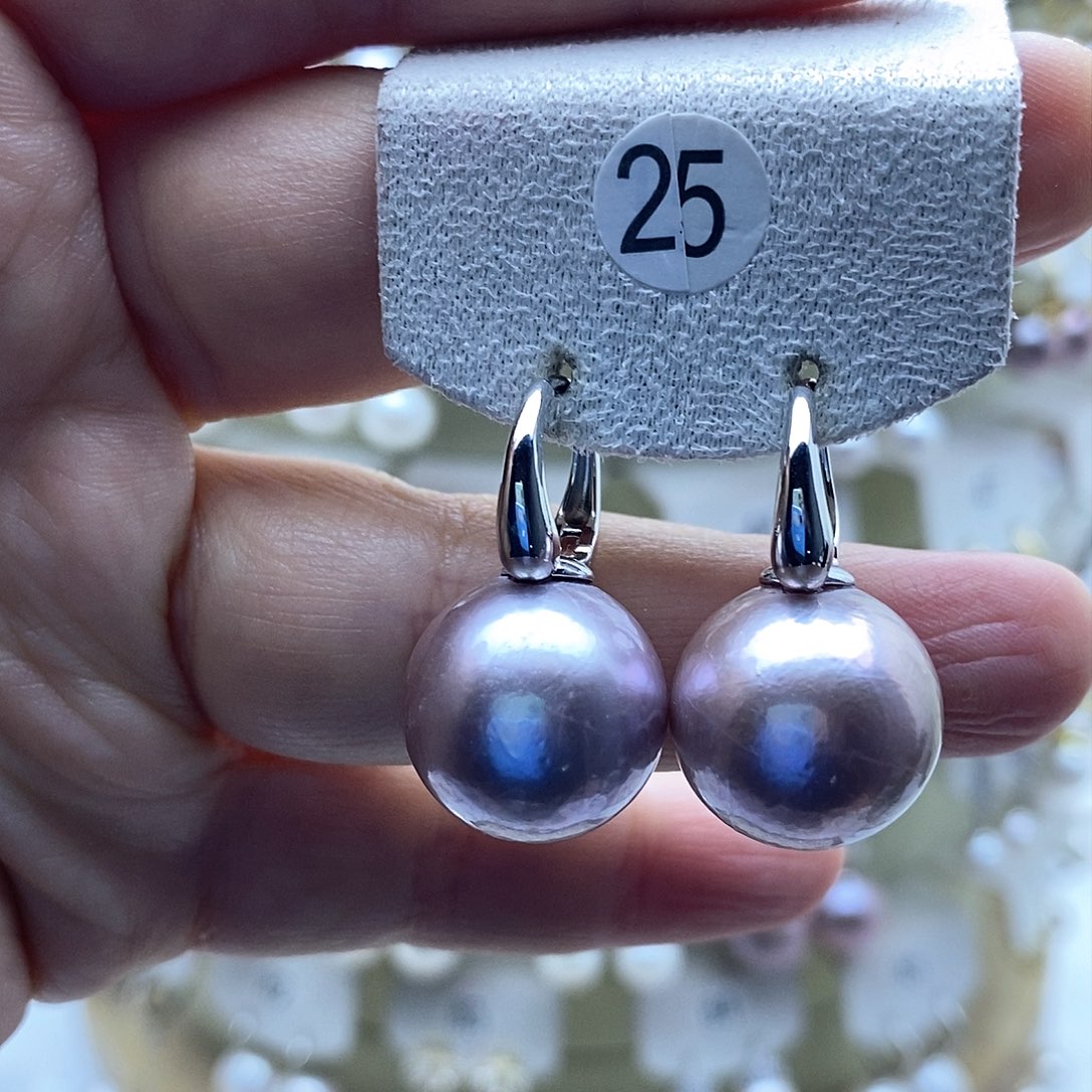 淡水珍珠耳饰银S925镶嵌