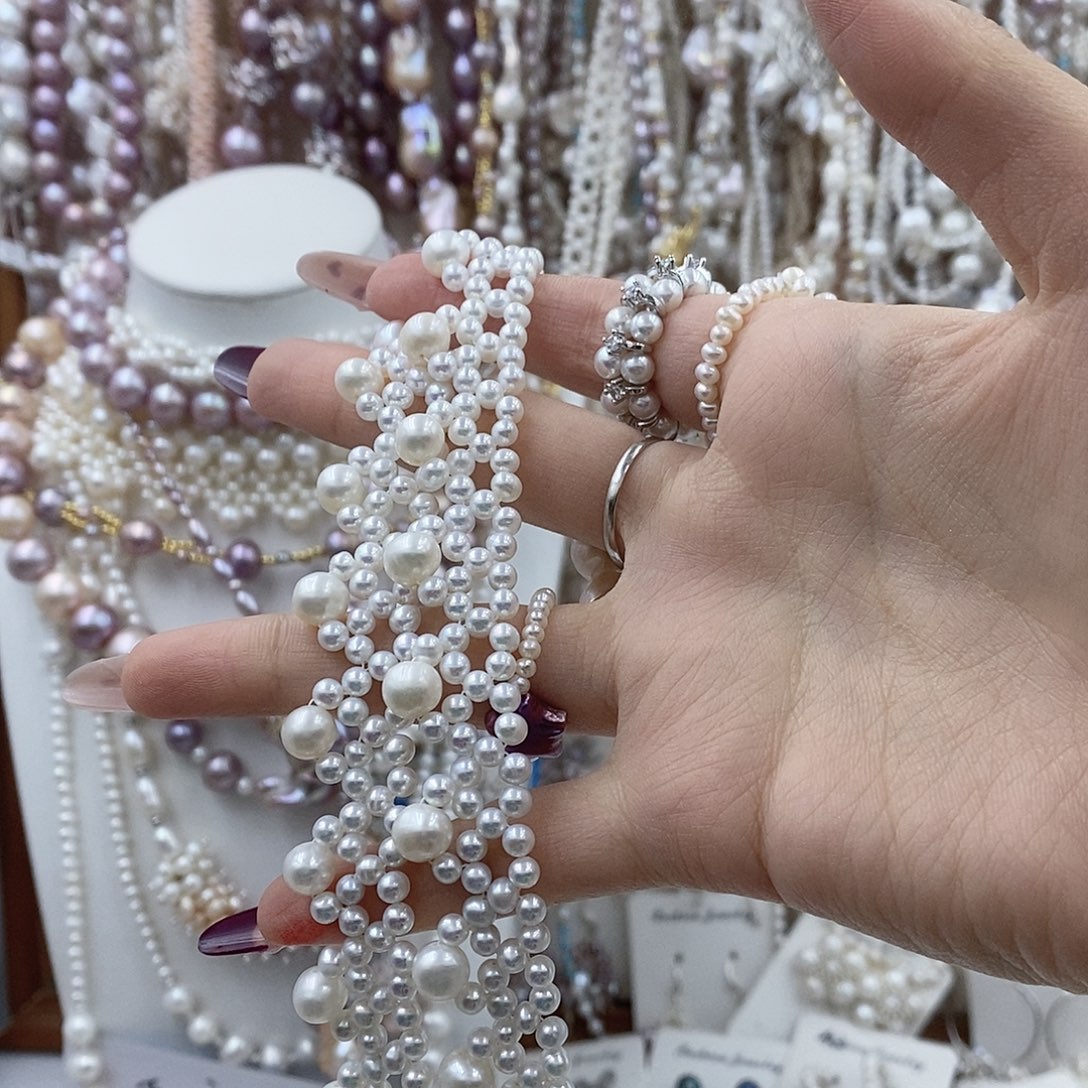 陌***醉淡水珍珠银S925镶嵌耳饰