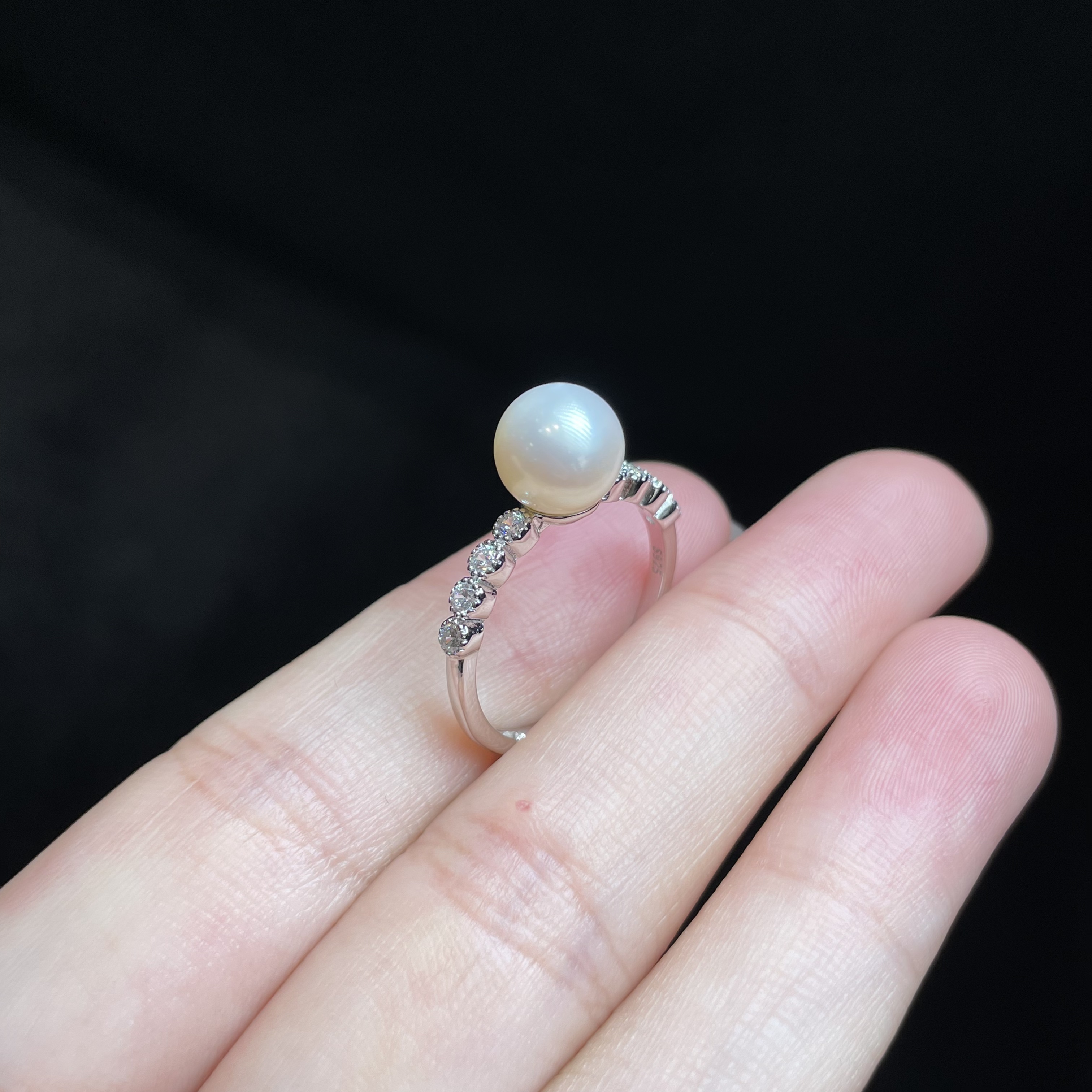 L【玉氏珠宝】925银淡水圆珠戒指 多样性发一 CAN1440313