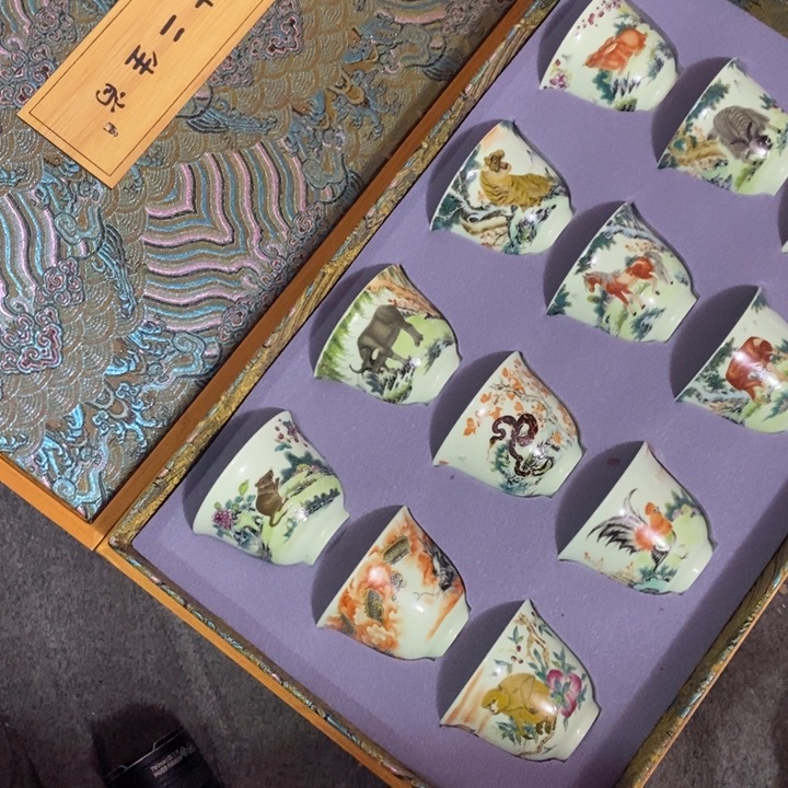 摆件陶绿稀土十二生肖大套组