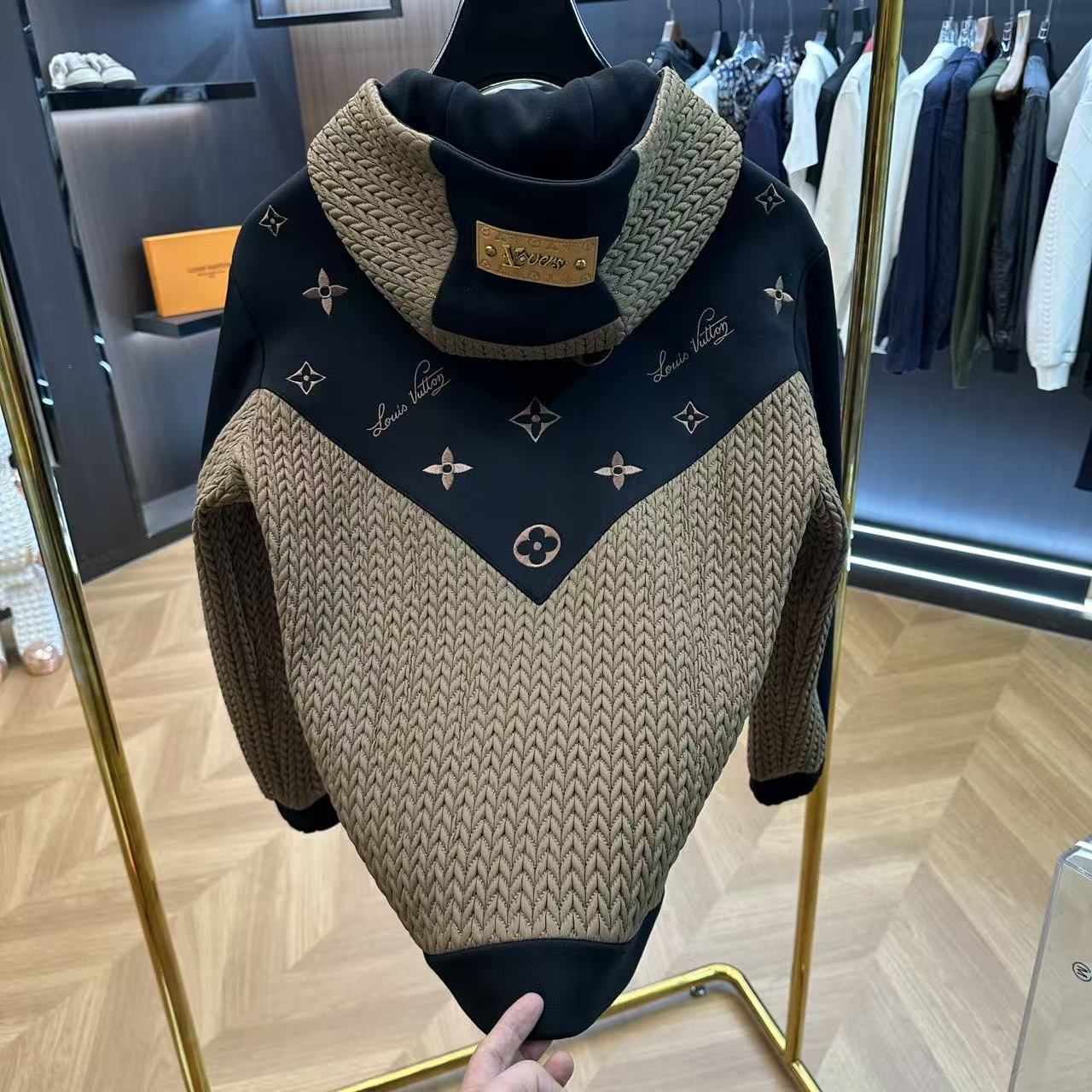 忆【刚子专属】2025新品设计师连帽老花麦穗夹克外套25855