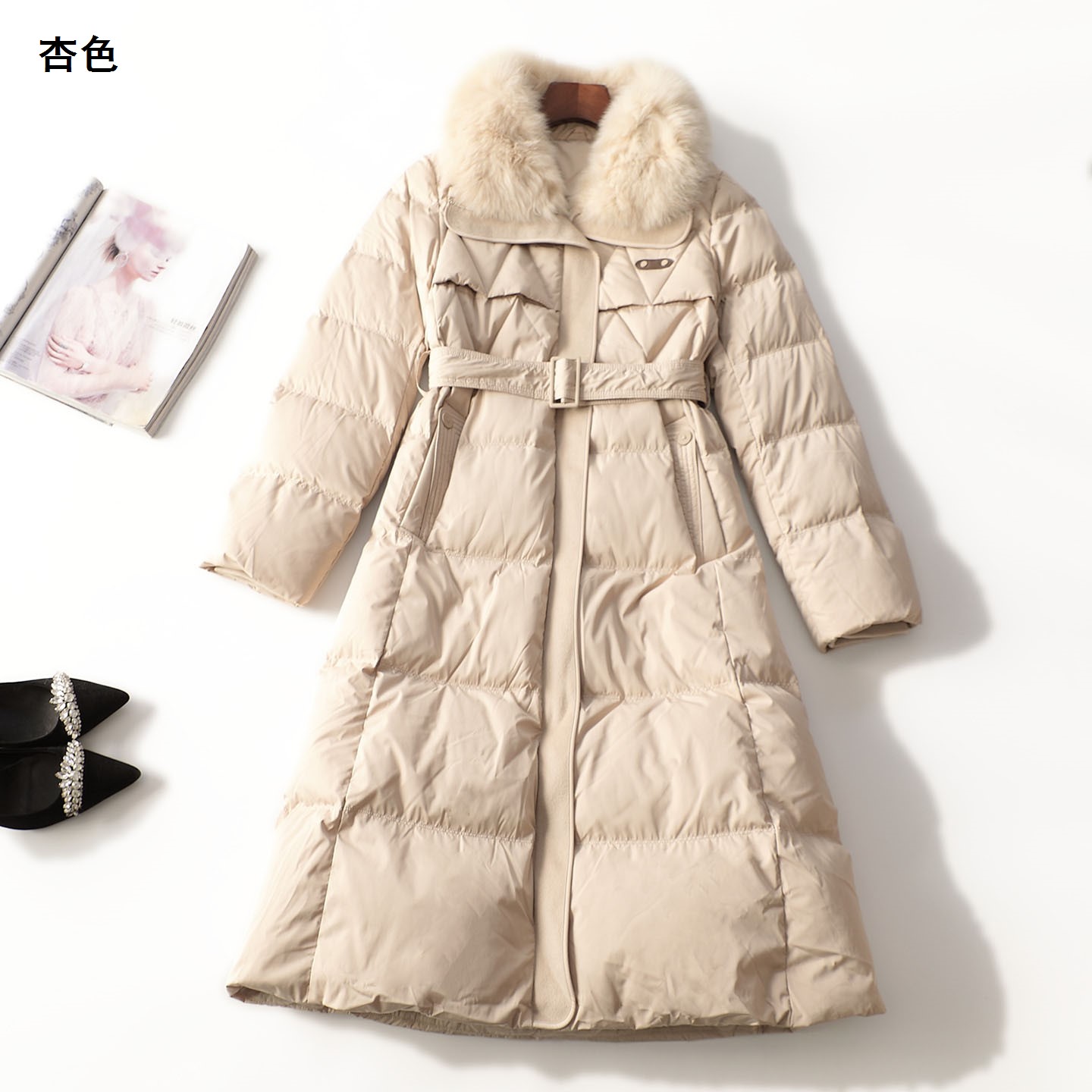 247754冬加长款长袖拉链羽绒服