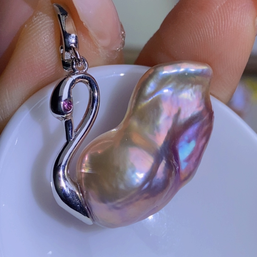 银S925镶嵌天然淡水珍珠淡水珍珠