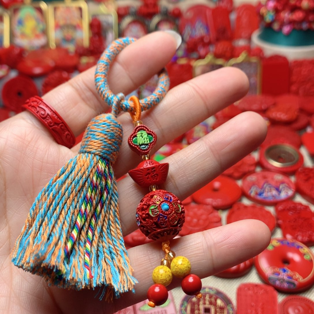 天然辰砂工艺品朱砂包包挂