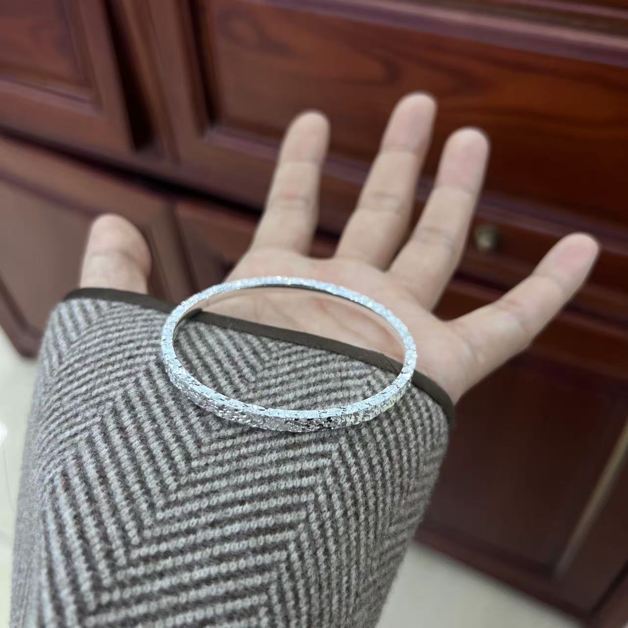 足银手镯 足银999.9【开口碎冰冰】手镯