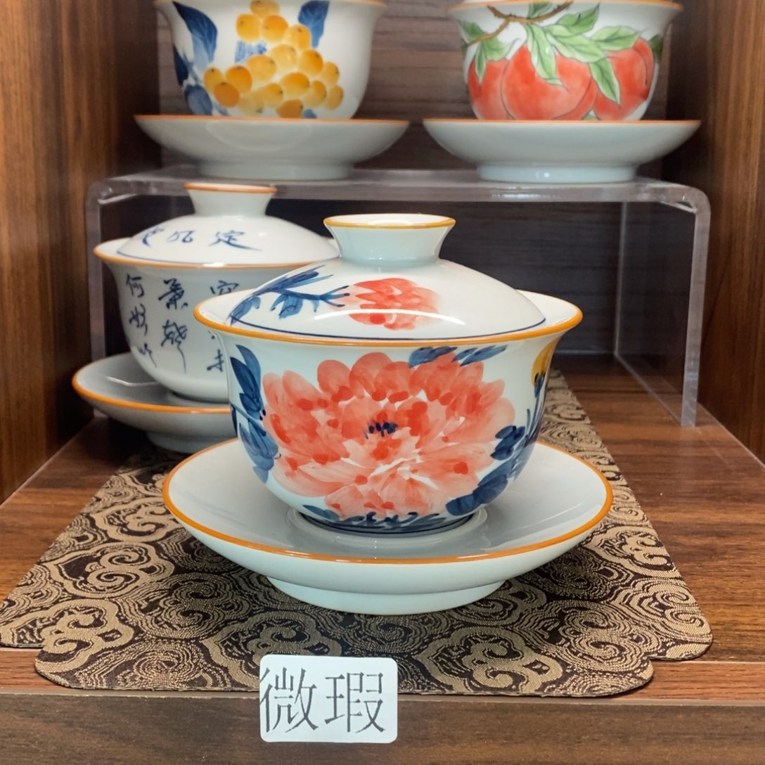 釉下彩老陶泥手工绘制