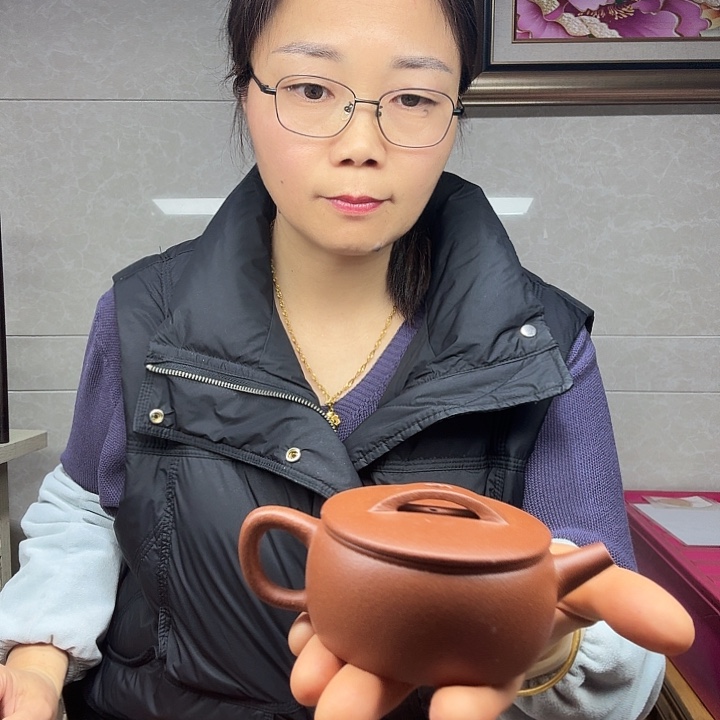 紫砂茶壶红降坡120cc汉瓦微瑕