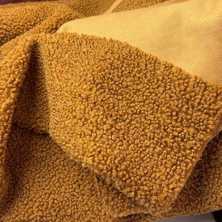 混纺姜黄羊羔毛1.5米。   