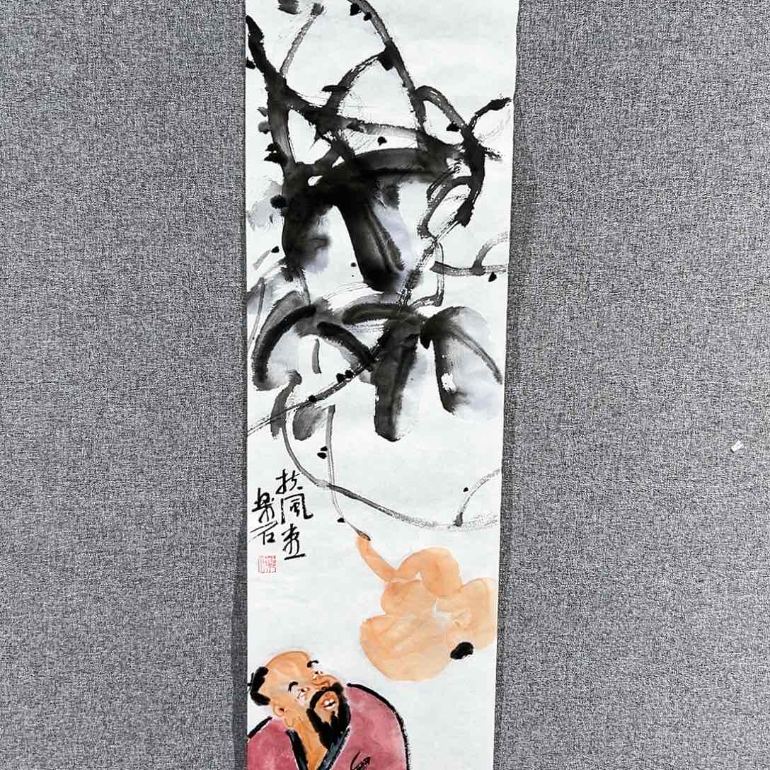 国画红袍画院手绘作品