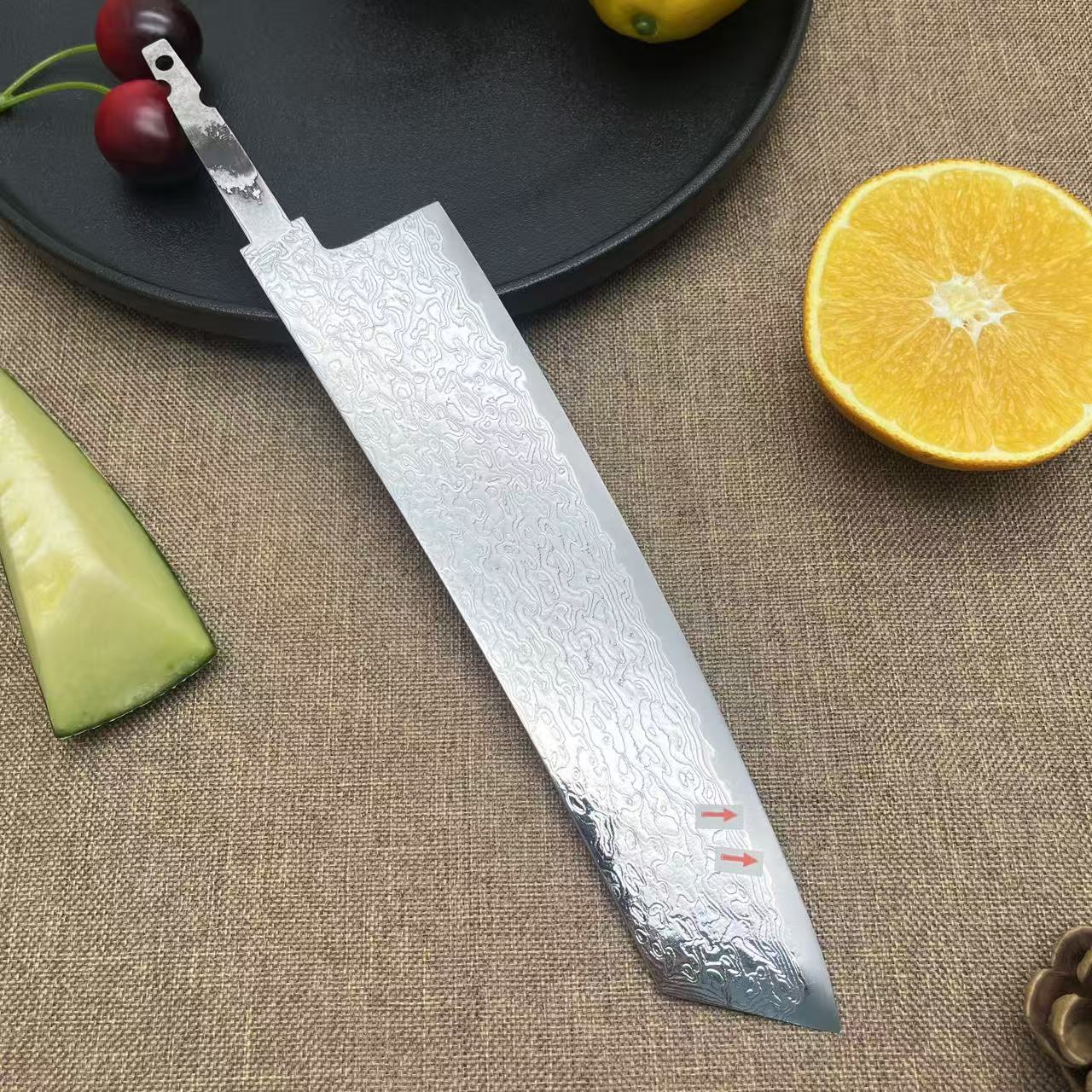 瑕疵67大马士革切付10cr15钢芯水果刀切片切肉耐用耐磨不锈钢刀胚