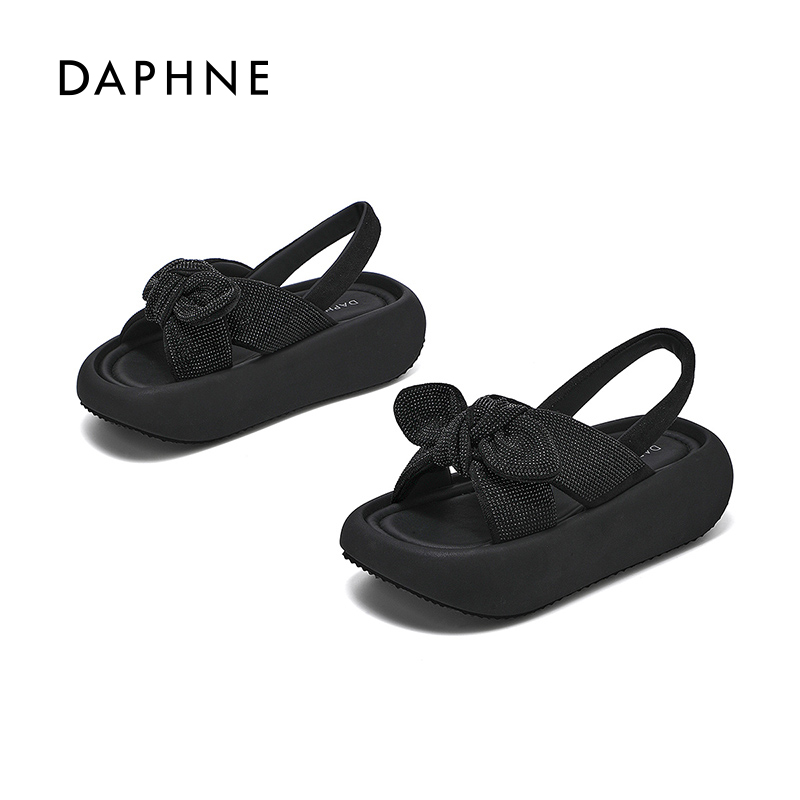 达芙妮厚底凉鞋女2025夏季新款外穿一字拖时尚露指水钻百搭拖鞋
