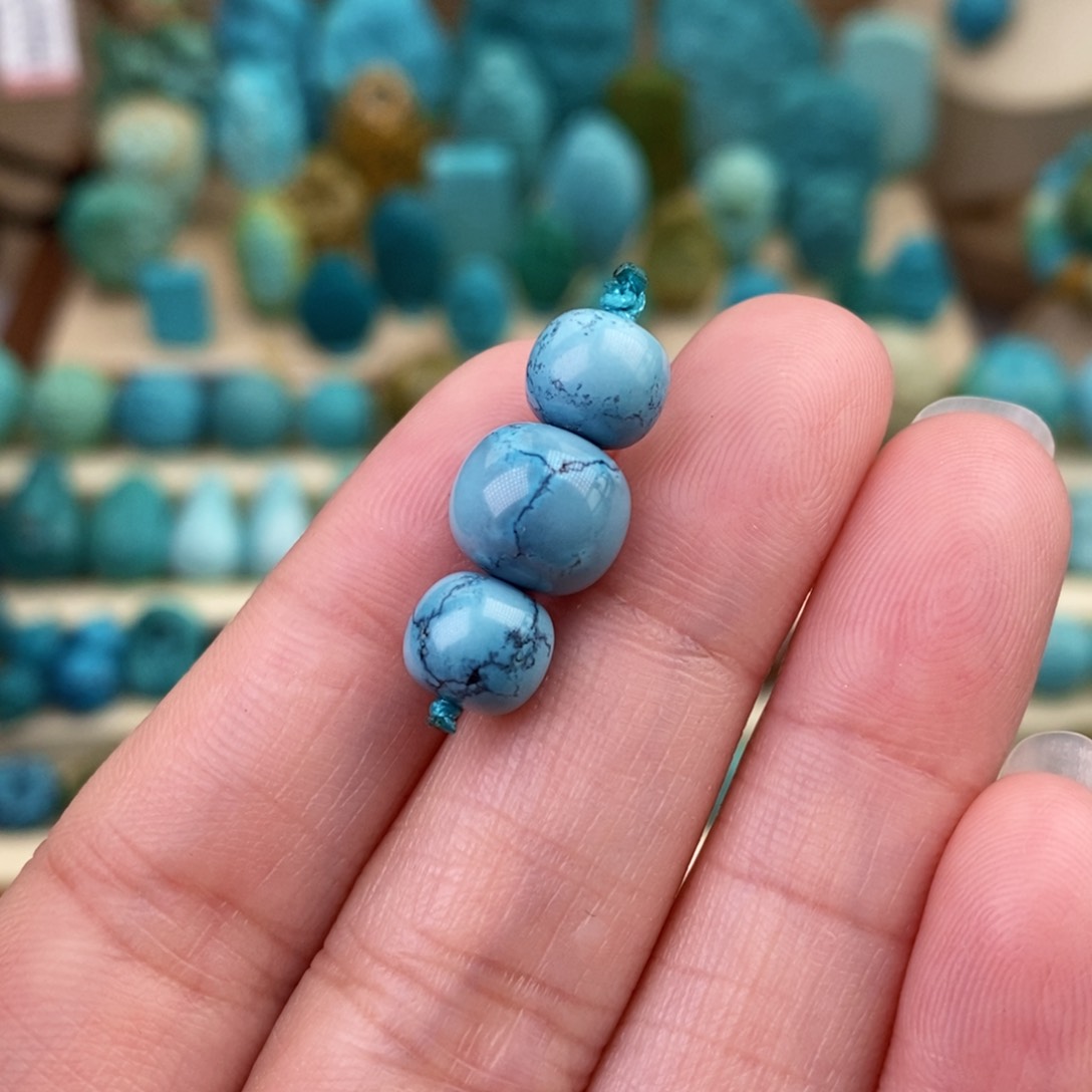 绿松石珠宝奇石未镶嵌9.6mm