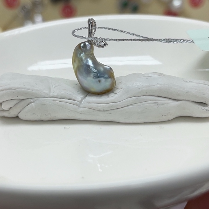 颈饰银S925镶嵌海水珍珠keshi 45号