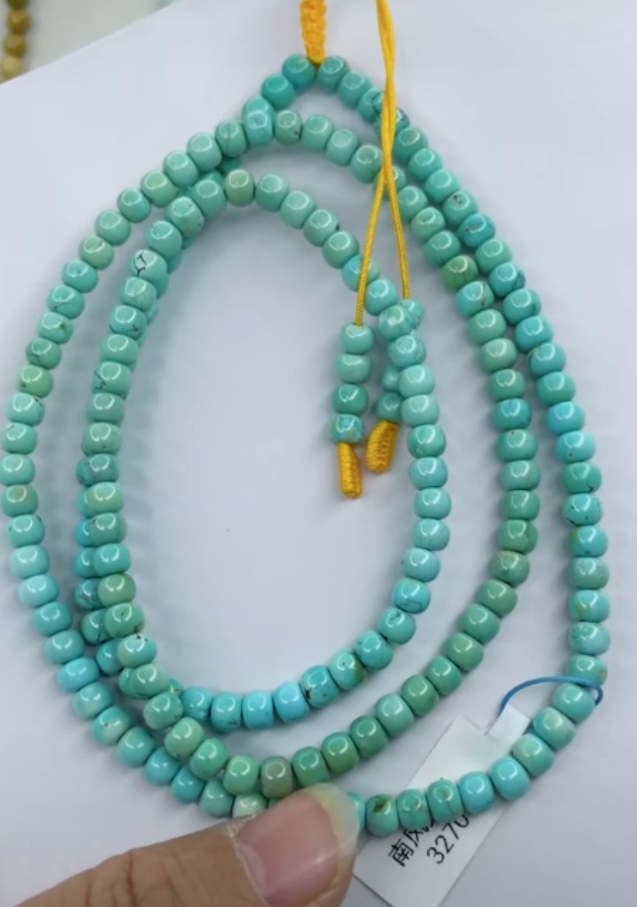 天然原矿绿松石108佛珠卡5+