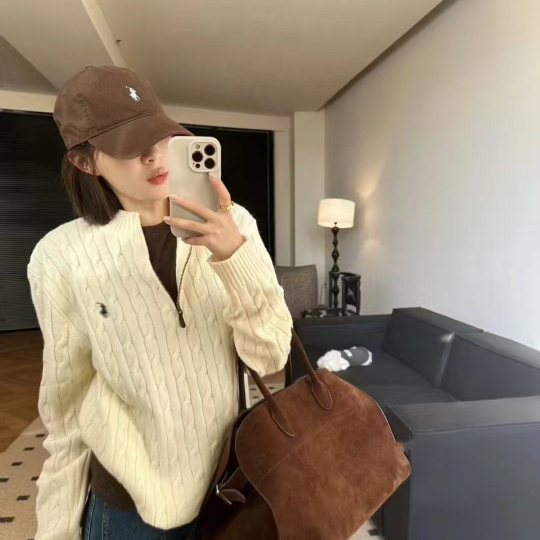 金标系列2.0 刺绣半开领套头毛衣秋韩版减龄麻花针织上衣女