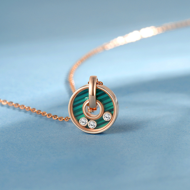 坠链均925银锆石 圆盘项链小众轻奢高级感纯银锁骨链送女生老婆