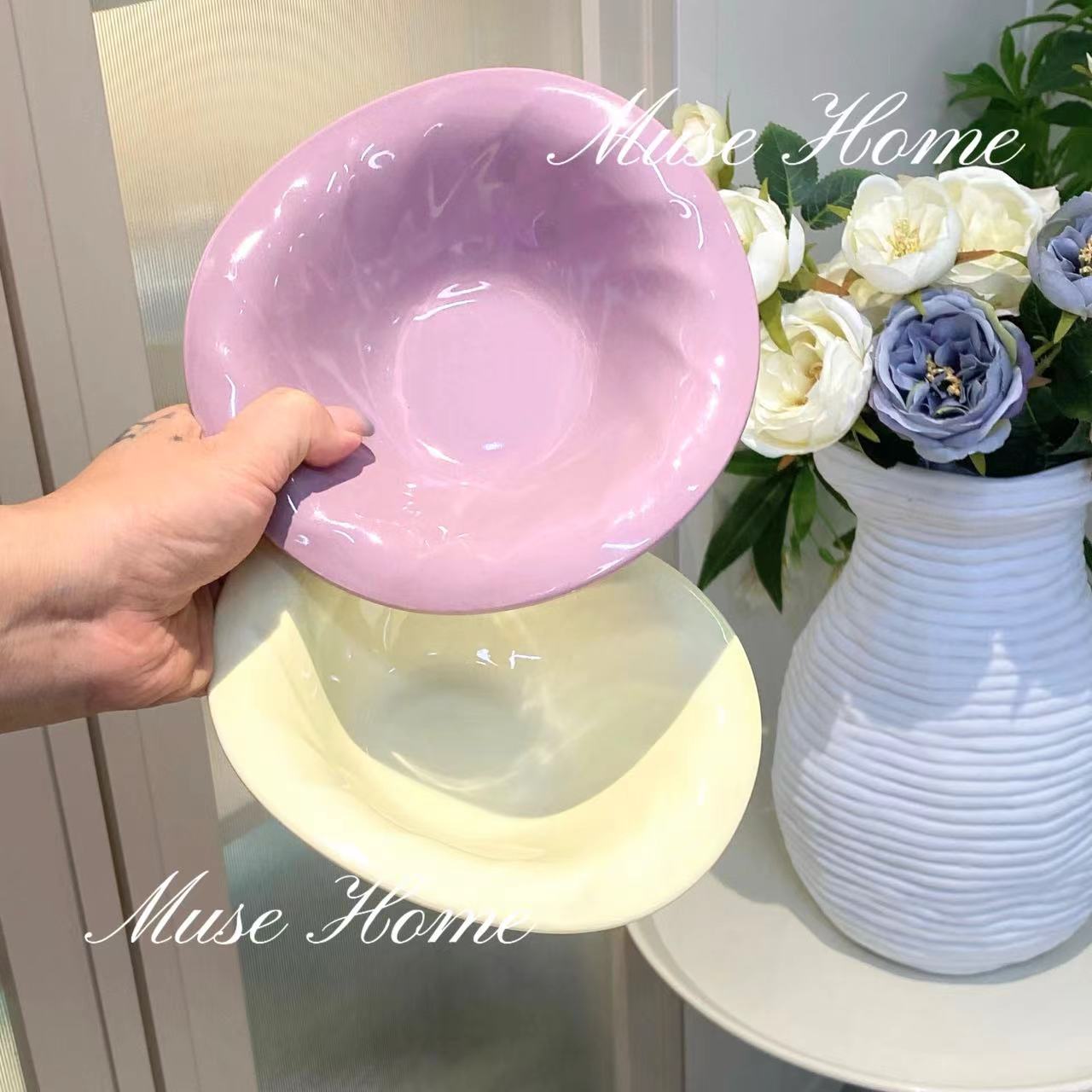 网红甜甜圈酸奶碗勺冰淇淋甜品沙拉碗情侣学生装汤碗陶瓷家用