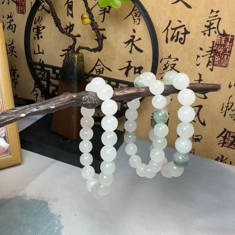 新款10mm 天山翠金丝玉手链玉手串情侣款 ｛多样性发货｝